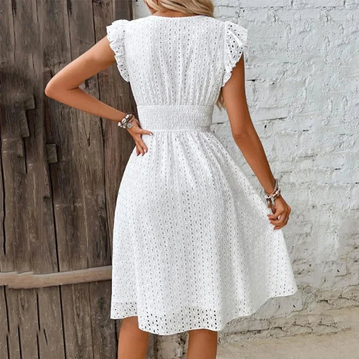 Sibylle | Abito elegante a linea A da donna con maniche a volant