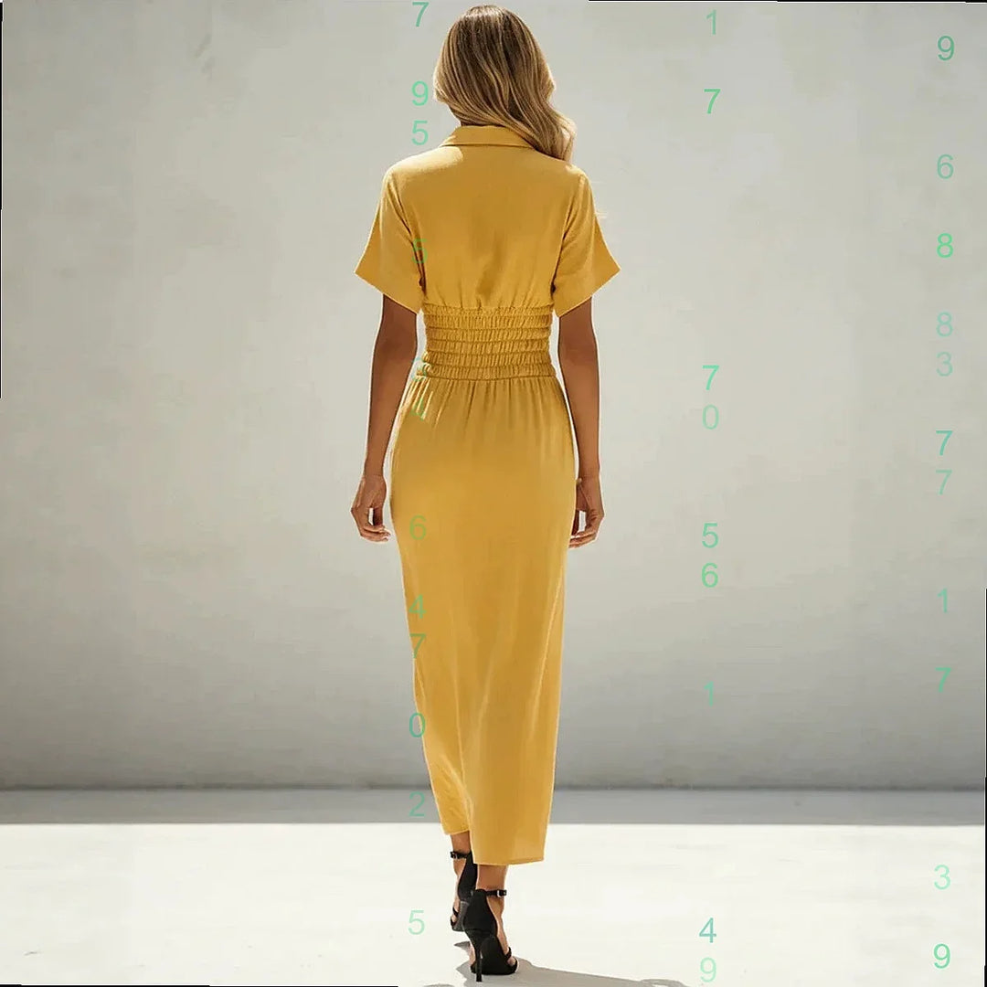 Evelyne | Damen Sommer Hemdblusenkleid Mit Seitenschlitz