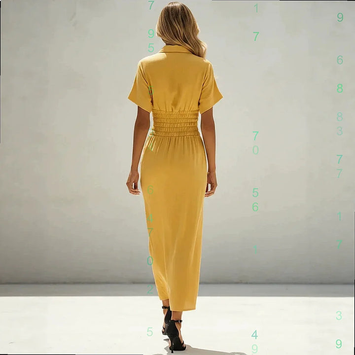 Evelyne | Damen Sommer Hemdblusenkleid Mit Seitenschlitz