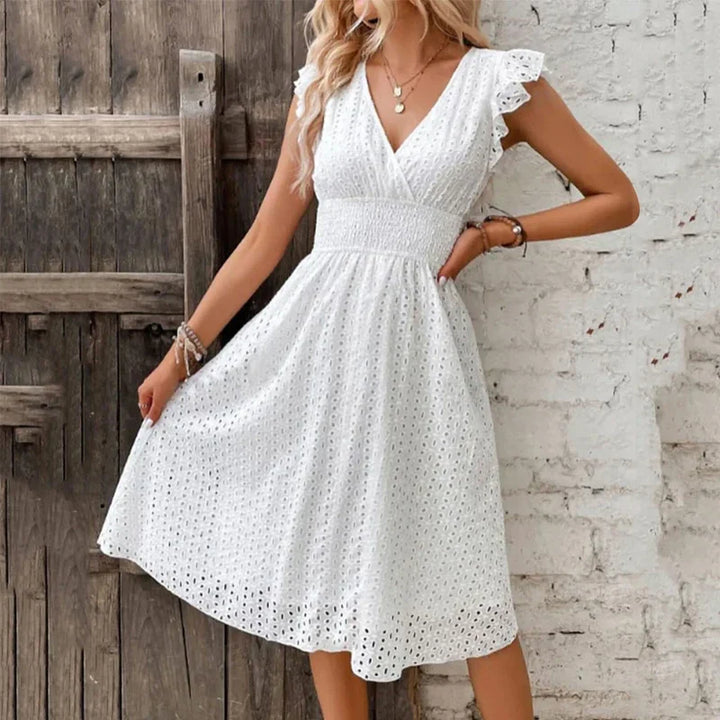 Sibylle | Abito elegante a linea A da donna con maniche a volant