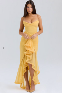 Fabienne | Robe élégante à volants pour invitée de mariage femme