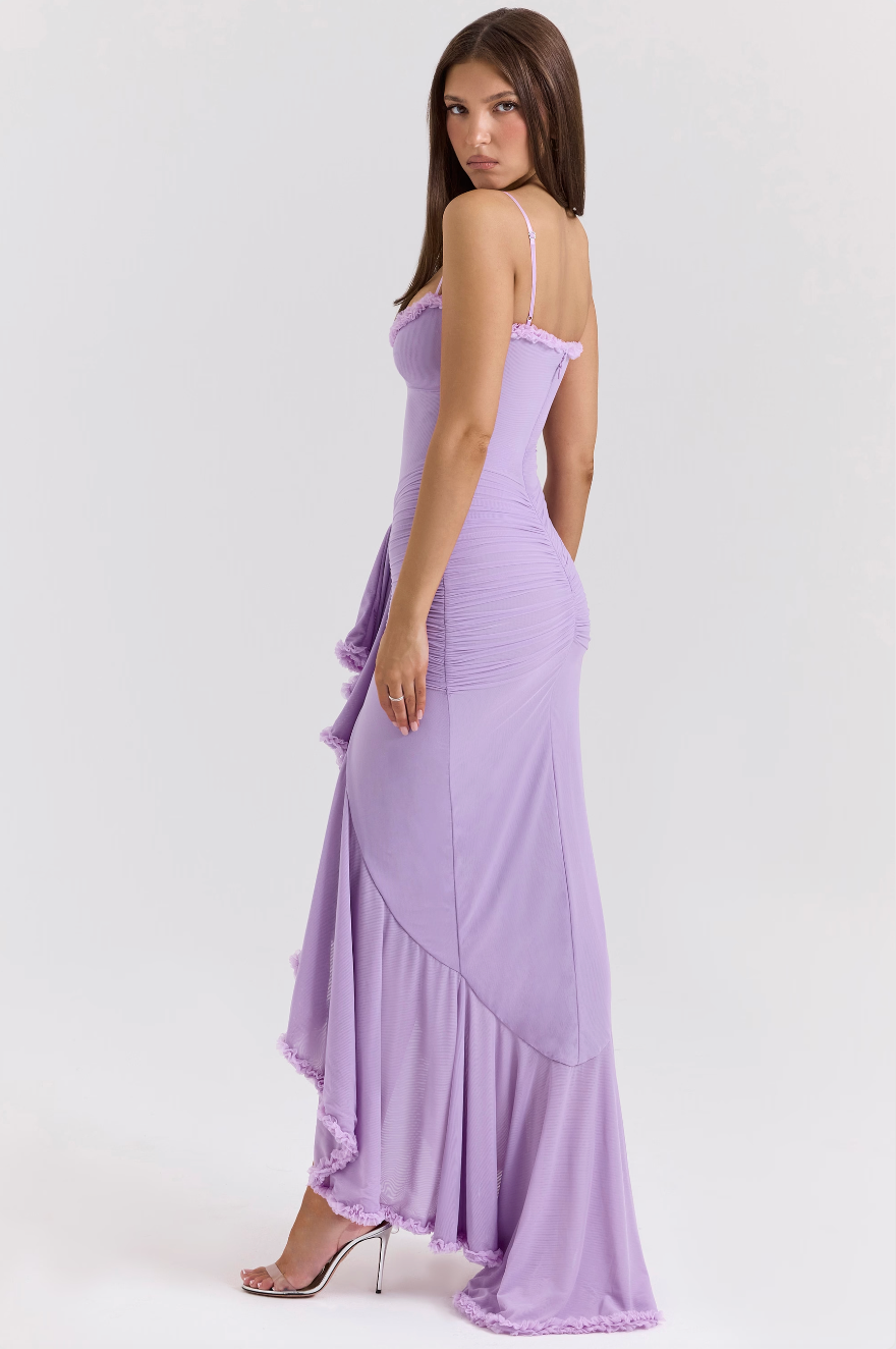 Fabienne | Robe élégante à volants pour invitée de mariage femme