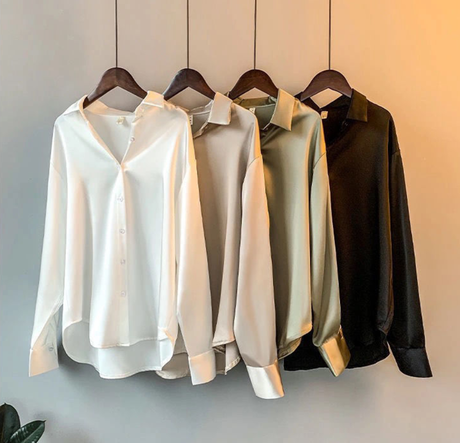 Elvira | Blouse en satin à manches longues d&