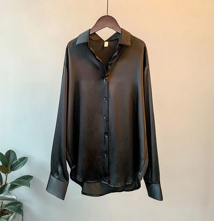 Elvira | Blouse en satin à manches longues d&