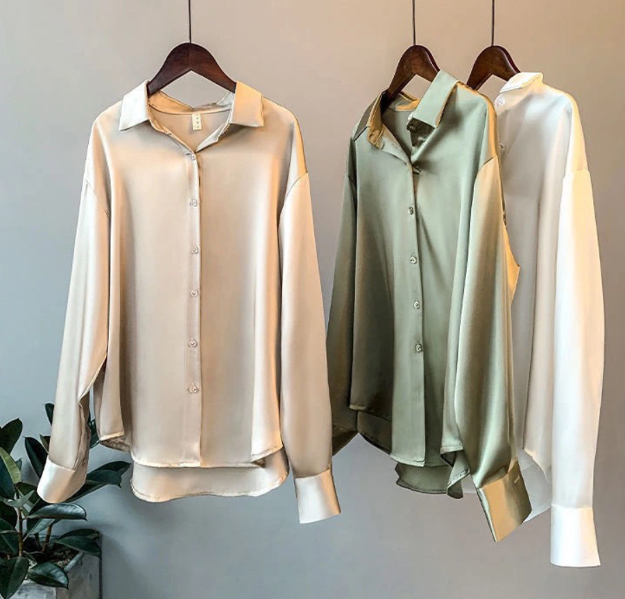 Elvira | Blouse en satin à manches longues d&