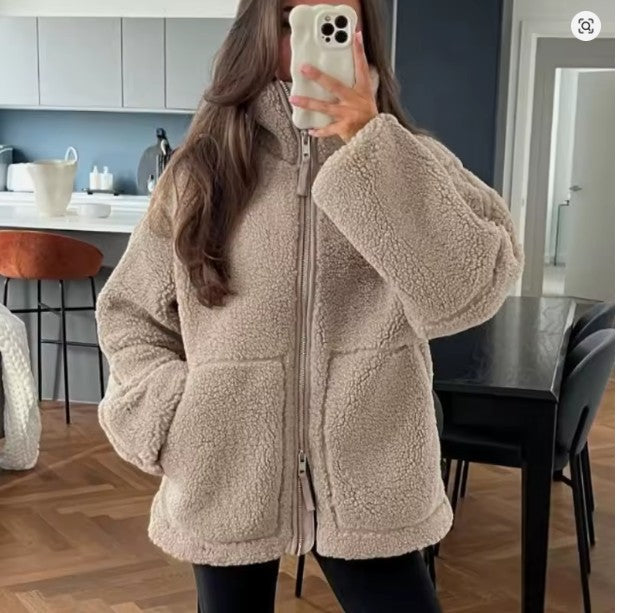 Mira | Damen Lässige Oversized Teddyjacke