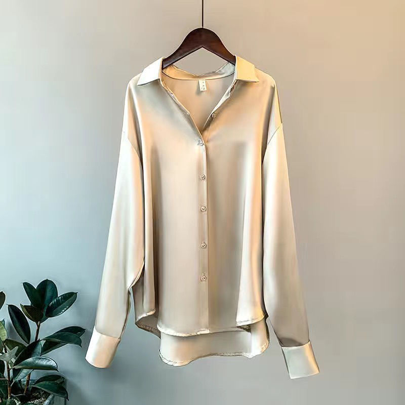 Elvira | Blouse en satin à manches longues d&