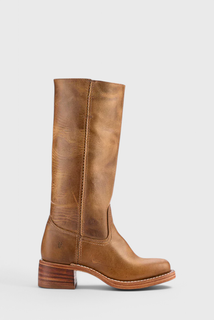 Romana | Damen Knielange Lederstiefel mit Blockabsatz