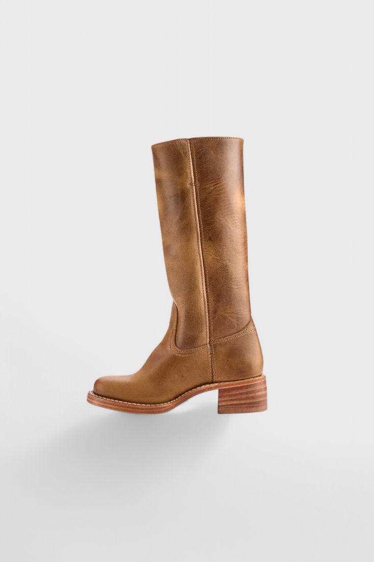 Romana | Damen Knielange Lederstiefel mit Blockabsatz
