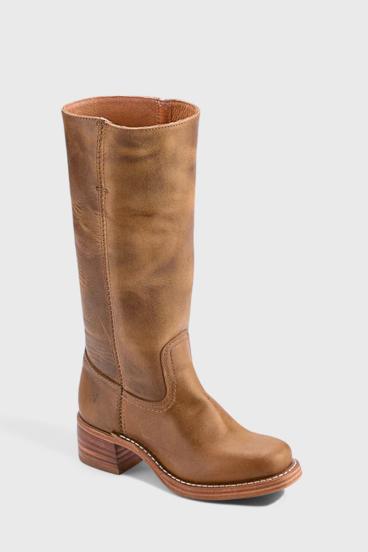 Romana | Damen Knielange Lederstiefel mit Blockabsatz