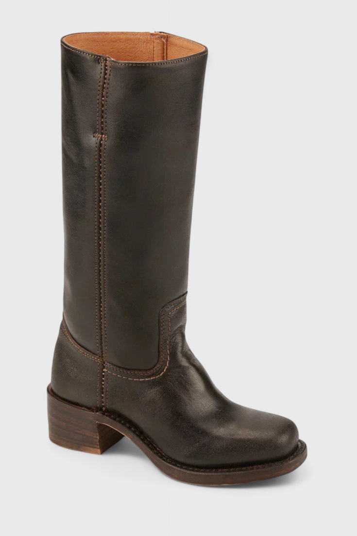 Romana | Damen Knielange Lederstiefel mit Blockabsatz