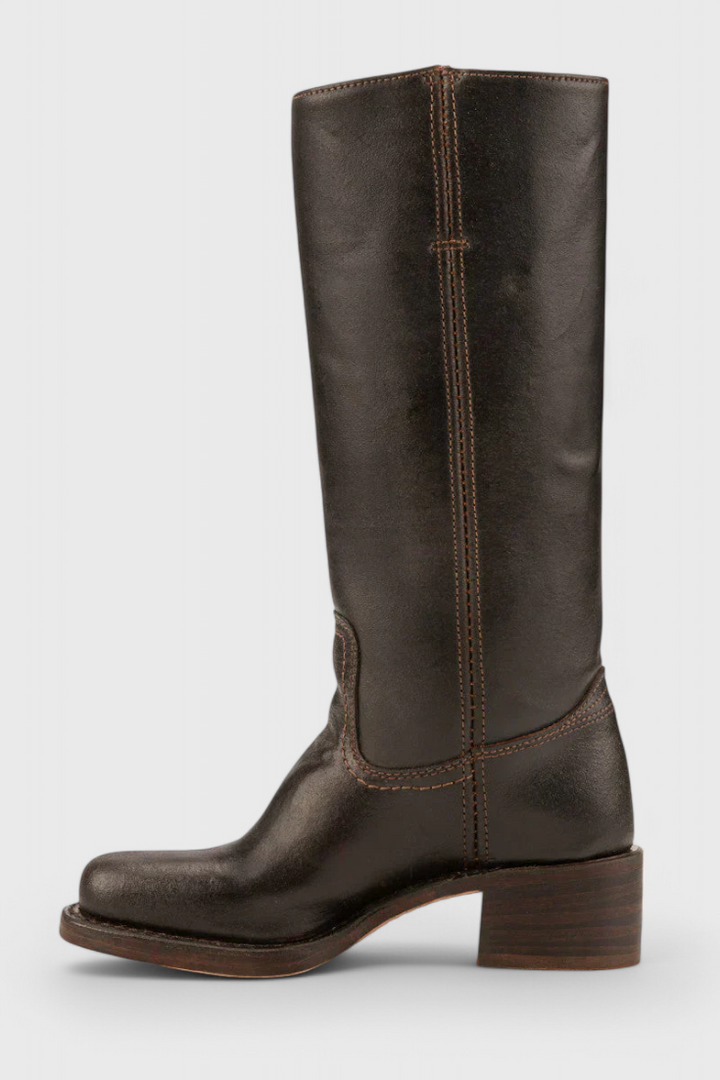 Romana | Damen Knielange Lederstiefel mit Blockabsatz