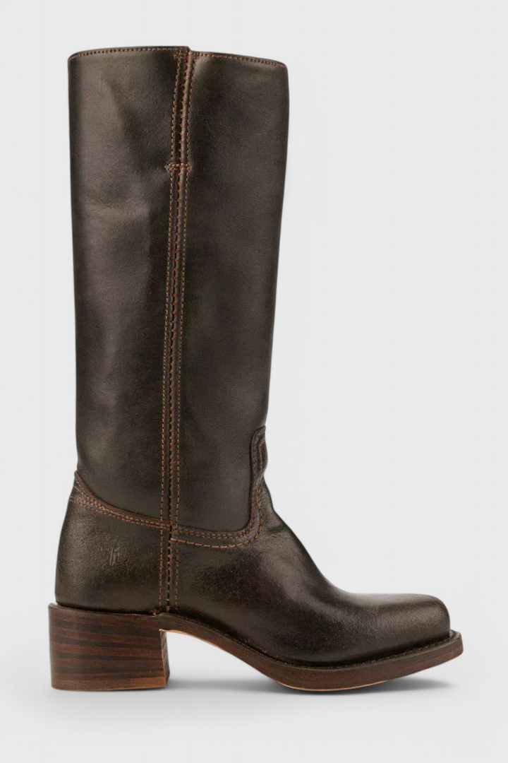 Romana | Damen Knielange Lederstiefel mit Blockabsatz