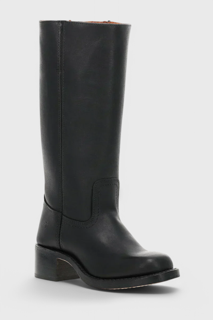 Romana | Damen Knielange Lederstiefel mit Blockabsatz