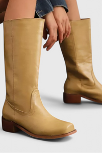 Romana | Damen Knielange Lederstiefel mit Blockabsatz