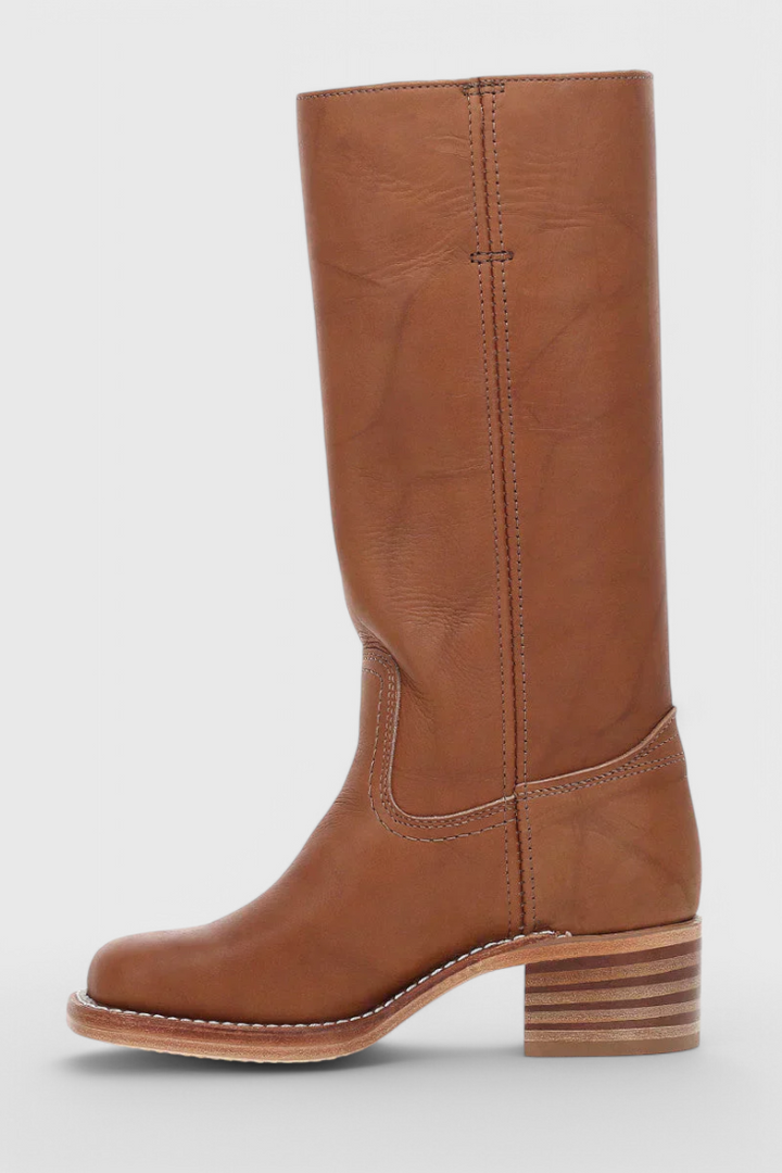 Romana | Damen Knielange Lederstiefel mit Blockabsatz