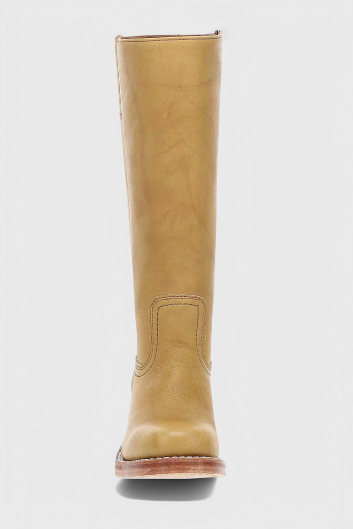 Romana | Damen Knielange Lederstiefel mit Blockabsatz