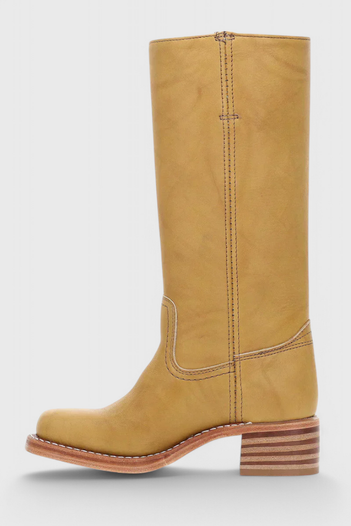 Romana | Damen Knielange Lederstiefel mit Blockabsatz