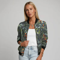 Stefanie | Damen Casual Bestickte Bomberjacke