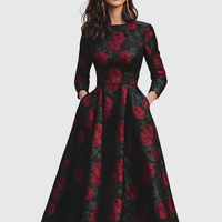 Sabine | Damen Vintage Geblümtes A-Linien Kleid