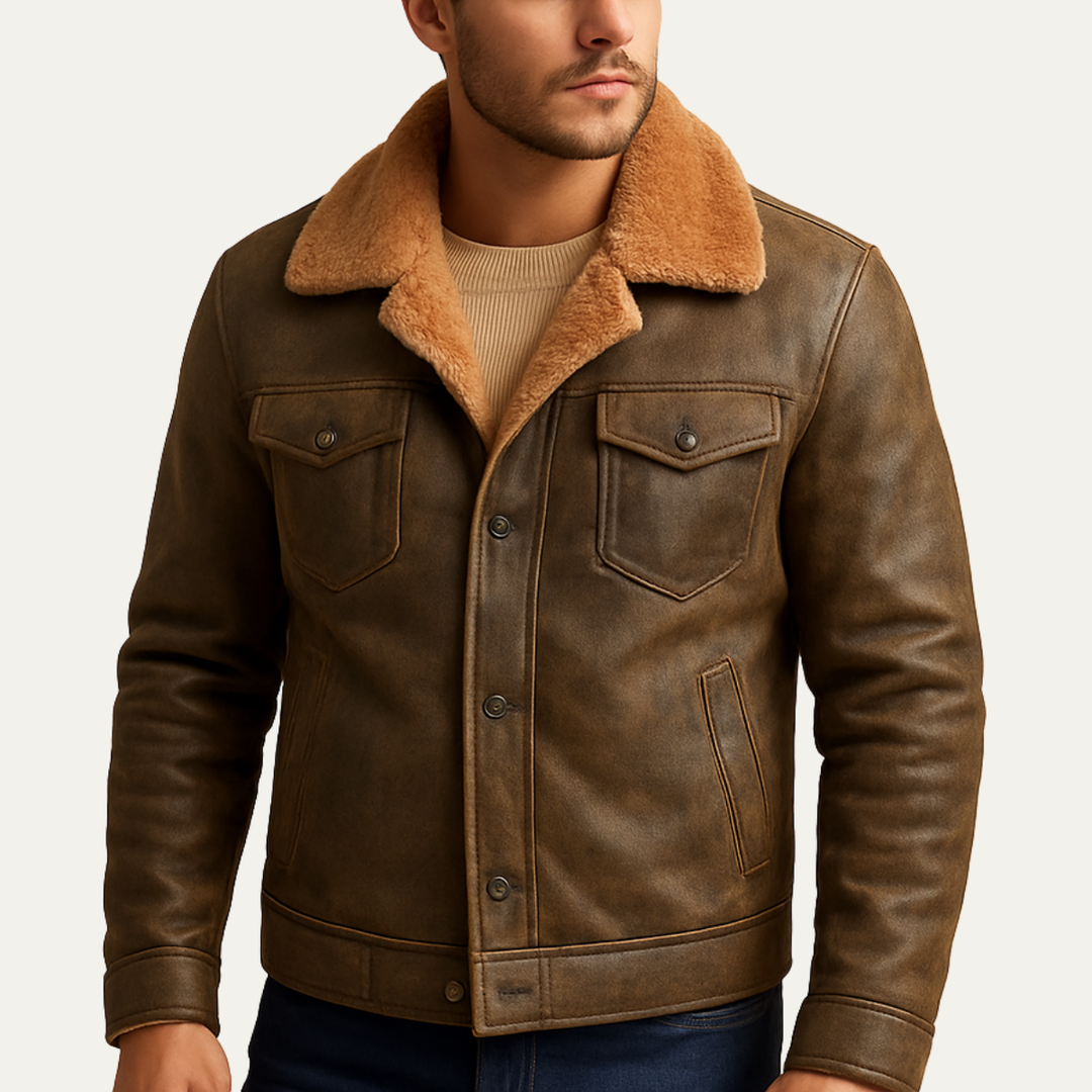 Manuel | Herren Warme Biker Lederjacke