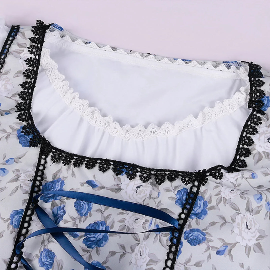 Larissa | Damen Traditionelles Blumiges Schnürung Dirndl