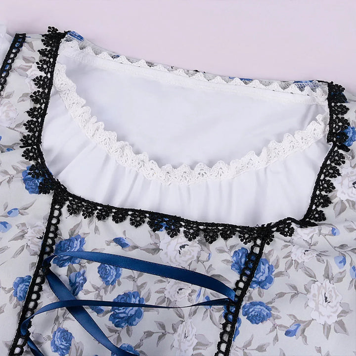 Larissa | Damen Traditionelles Blumiges Schnürung Dirndl