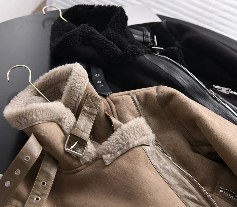 Antonia | Damen Taillierte Warme Wildlederjacke
