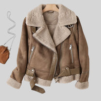 Antonia | Damen Taillierte Warme Wildlederjacke