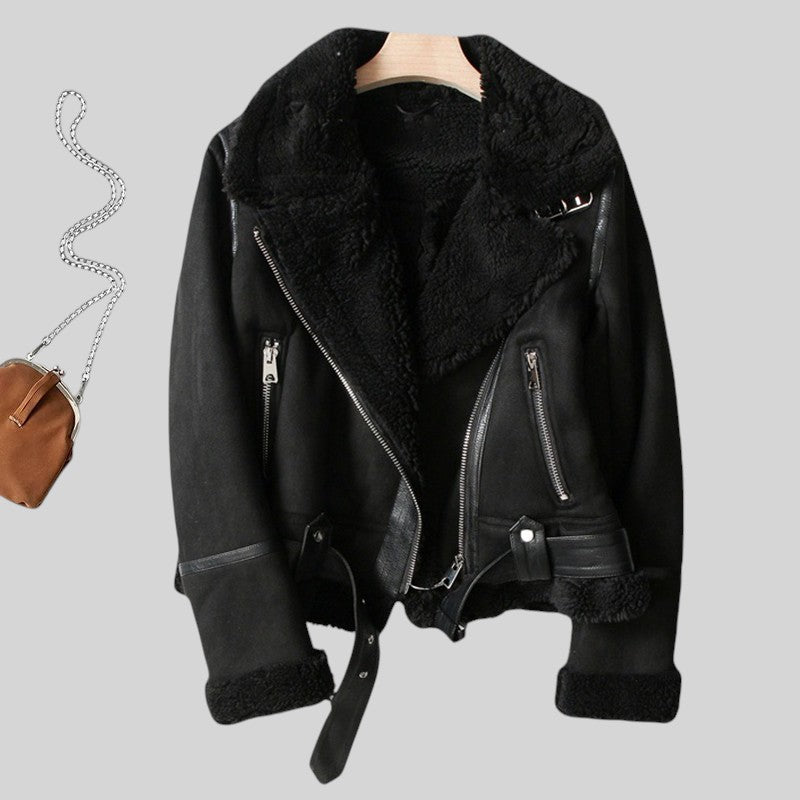 Antonia | Damen Taillierte Warme Wildlederjacke