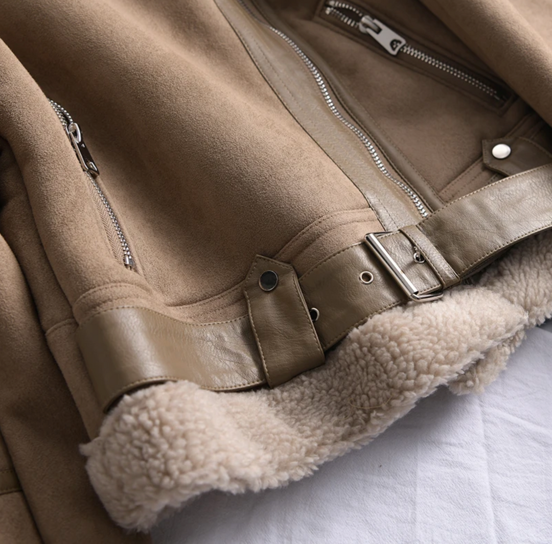 Antonia | Damen Taillierte Warme Wildlederjacke