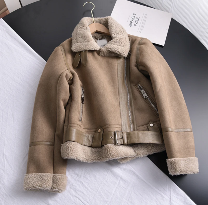 Antonia | Damen Taillierte Warme Wildlederjacke
