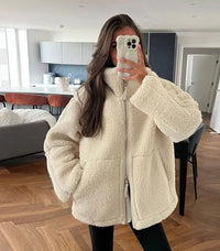 Mira | Damen Lässige Oversized Teddyjacke