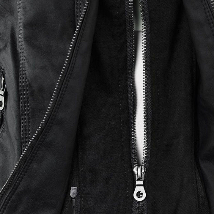 Susanne | Damen Modische Kapuze Lederjacke