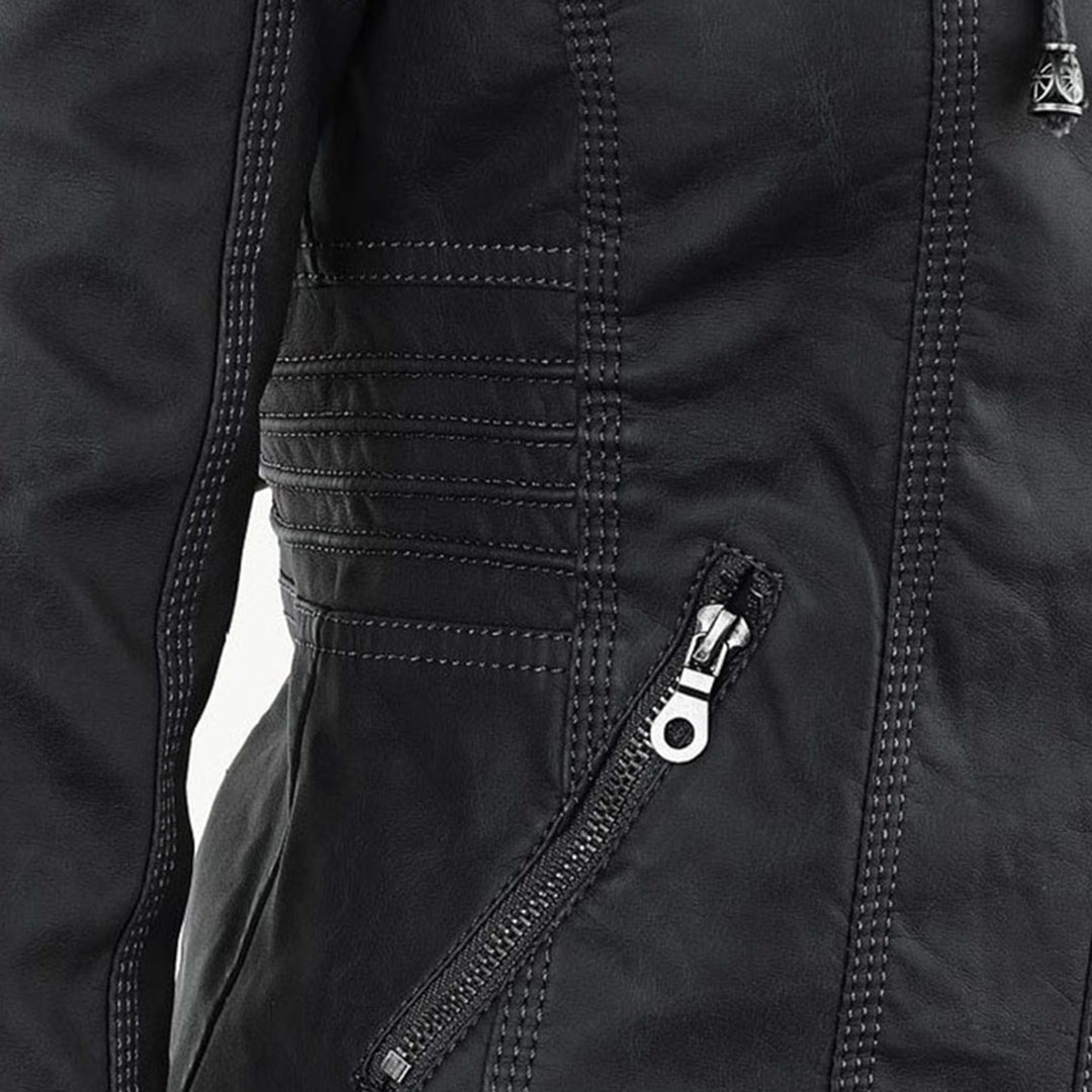 Susanne | Damen Modische Kapuze Lederjacke
