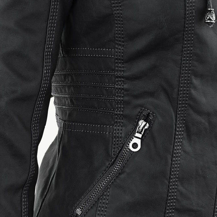 Susanne | Damen Modische Kapuze Lederjacke