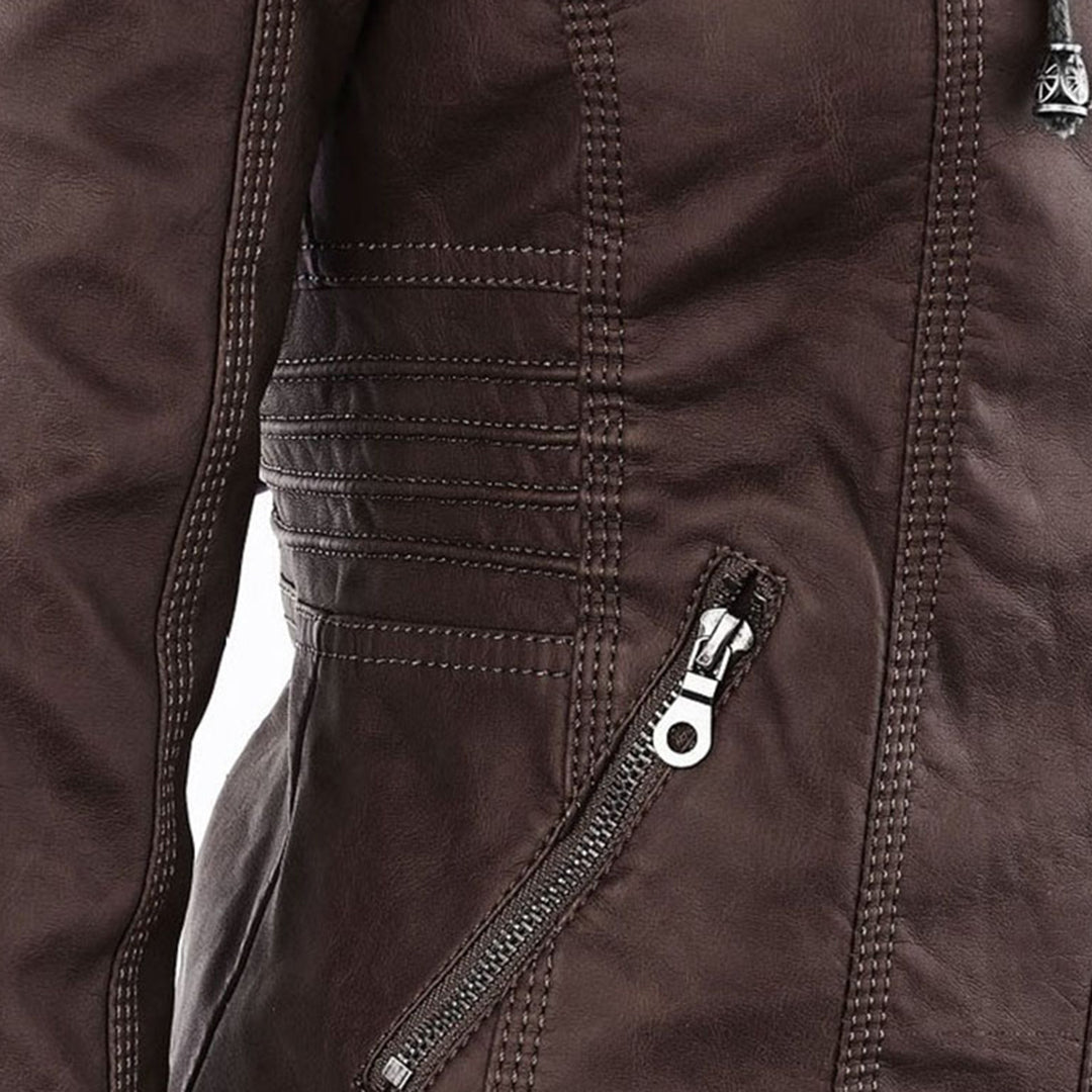 Susanne | Damen Modische Kapuze Lederjacke