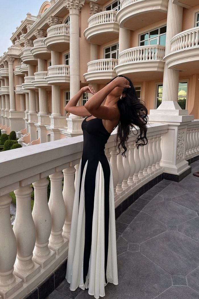 Patricia | Damen Elegant Spaghettiträger Hochzeitsgastkleid