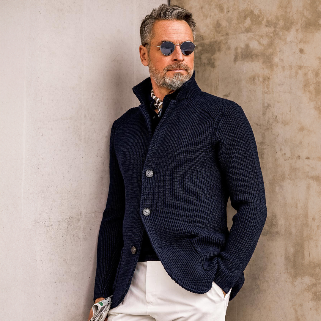 Daniel | Cardigan con bottoni raffinato da uomo con collo alla coreana