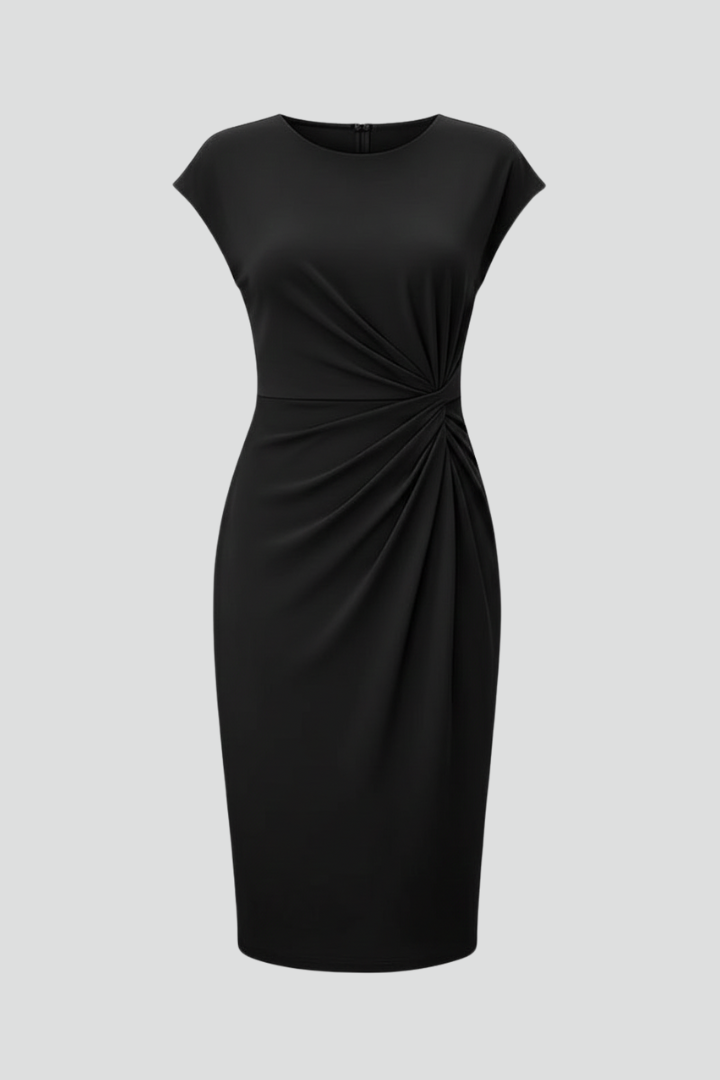 Pauline | Damen Klassisches Geraffter Taille Midikleid
