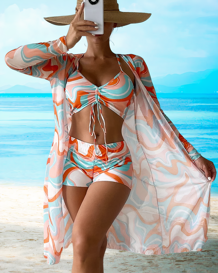 Angela | Ensemble bikini taille haute avec couverture ventre pour femmes