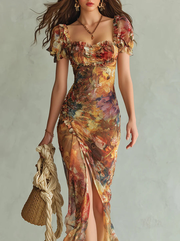 Natalie | Lässiges geblümtes Chiffon-Maxikleid für Damen