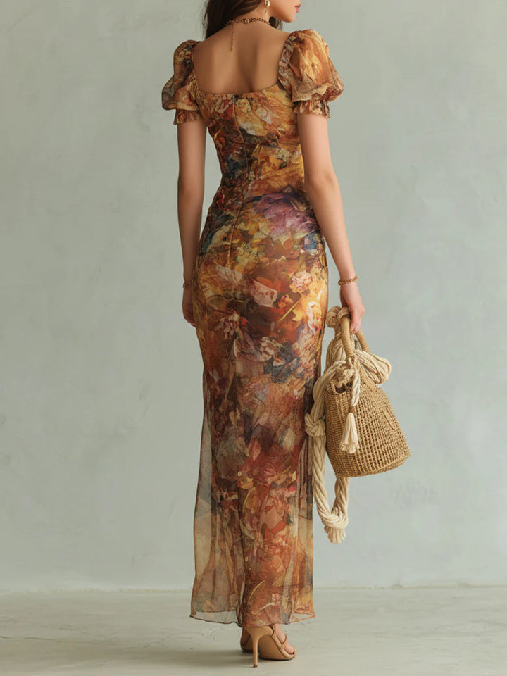 Natalie | Lässiges geblümtes Chiffon-Maxikleid für Damen