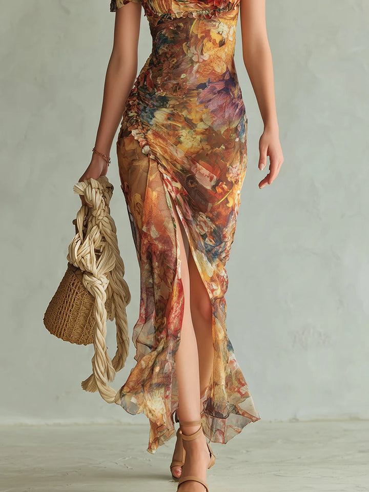 Natalie | Lässiges geblümtes Chiffon-Maxikleid für Damen