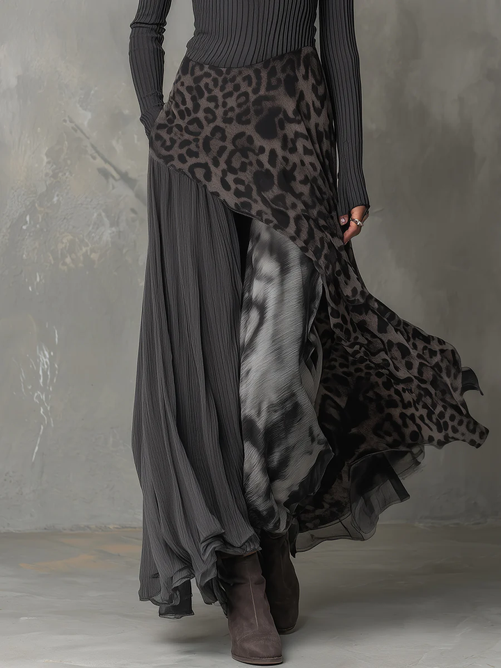 Johanna | Damen Leopardenmuster Lässiges Maxikleid