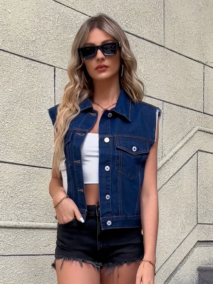 Madeleine | Damen Zeitlose Ärmellose Jeansweste
