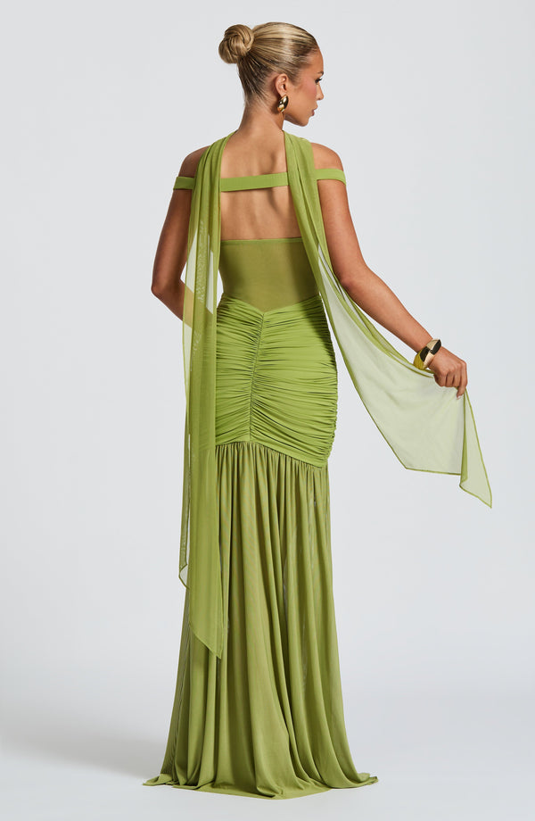 Ines | Damen Mesh Offenem Rücken Maxikleid