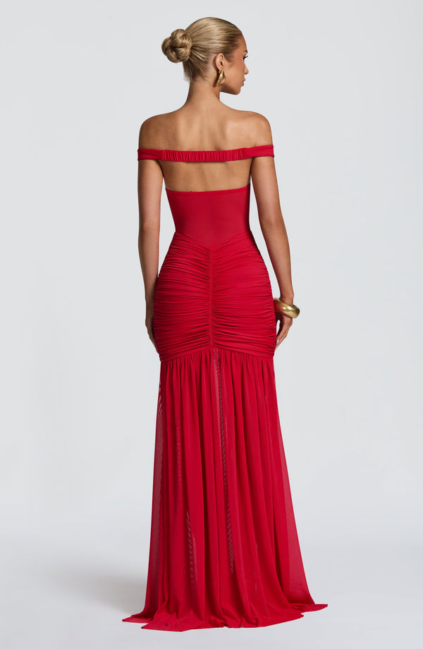 Ines | Damen Mesh Offenem Rücken Maxikleid