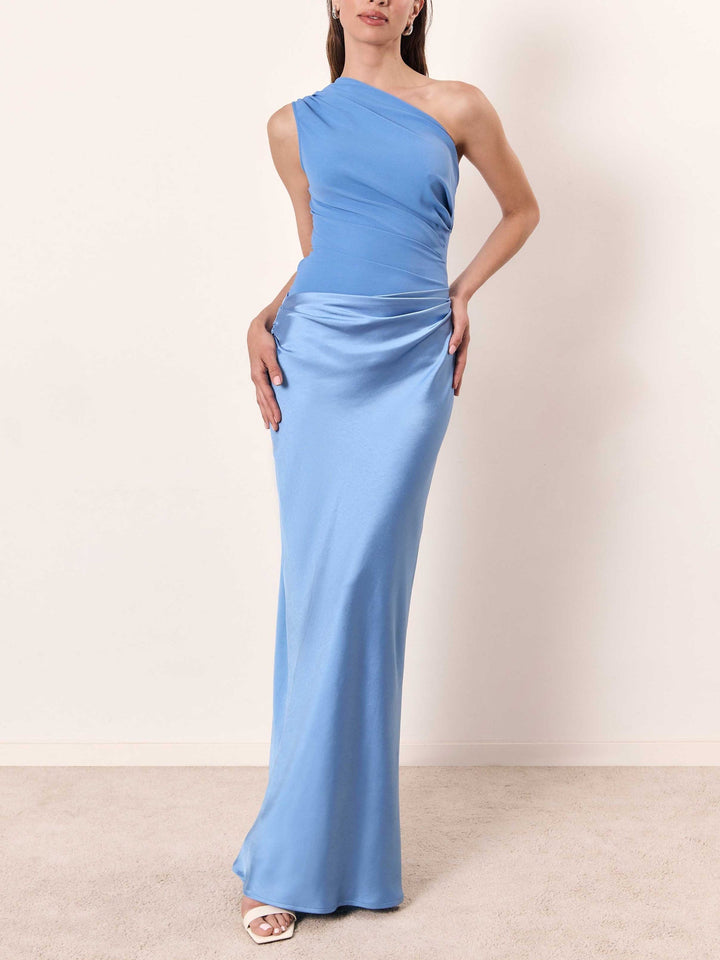 Selena | Robe maxi drapée décontractée à encolure asymétrique pour femmes
