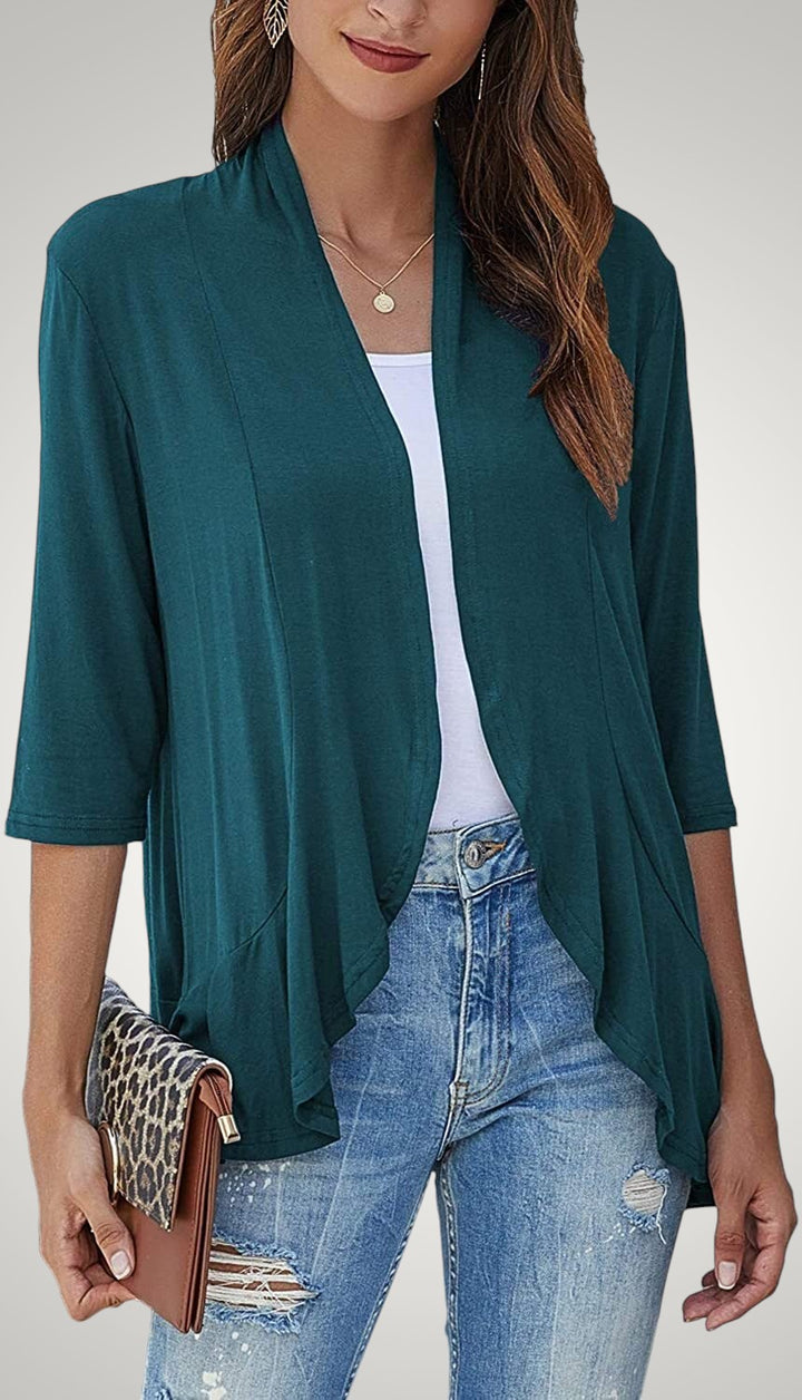 Rahel | Damen Casual Leichte Strickjacke mit Kurzarm